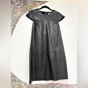 BAR III faux black leather zipper mini sheath dress medium